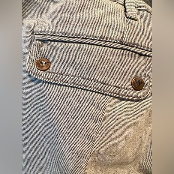AJ Armani Jeans Gray Stretch Denim Skinny Cargo Pants Size 27 w/ Zipper Pockets - Picture 12 of 16